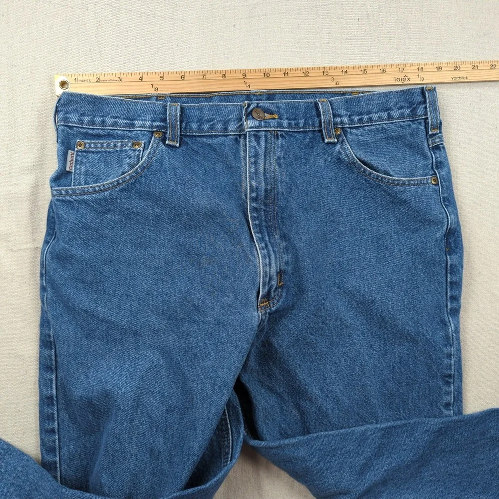 Carhartt Jeans Mens 38x36 Blue Relaxed Fit Utility Workwear Faded Distressed